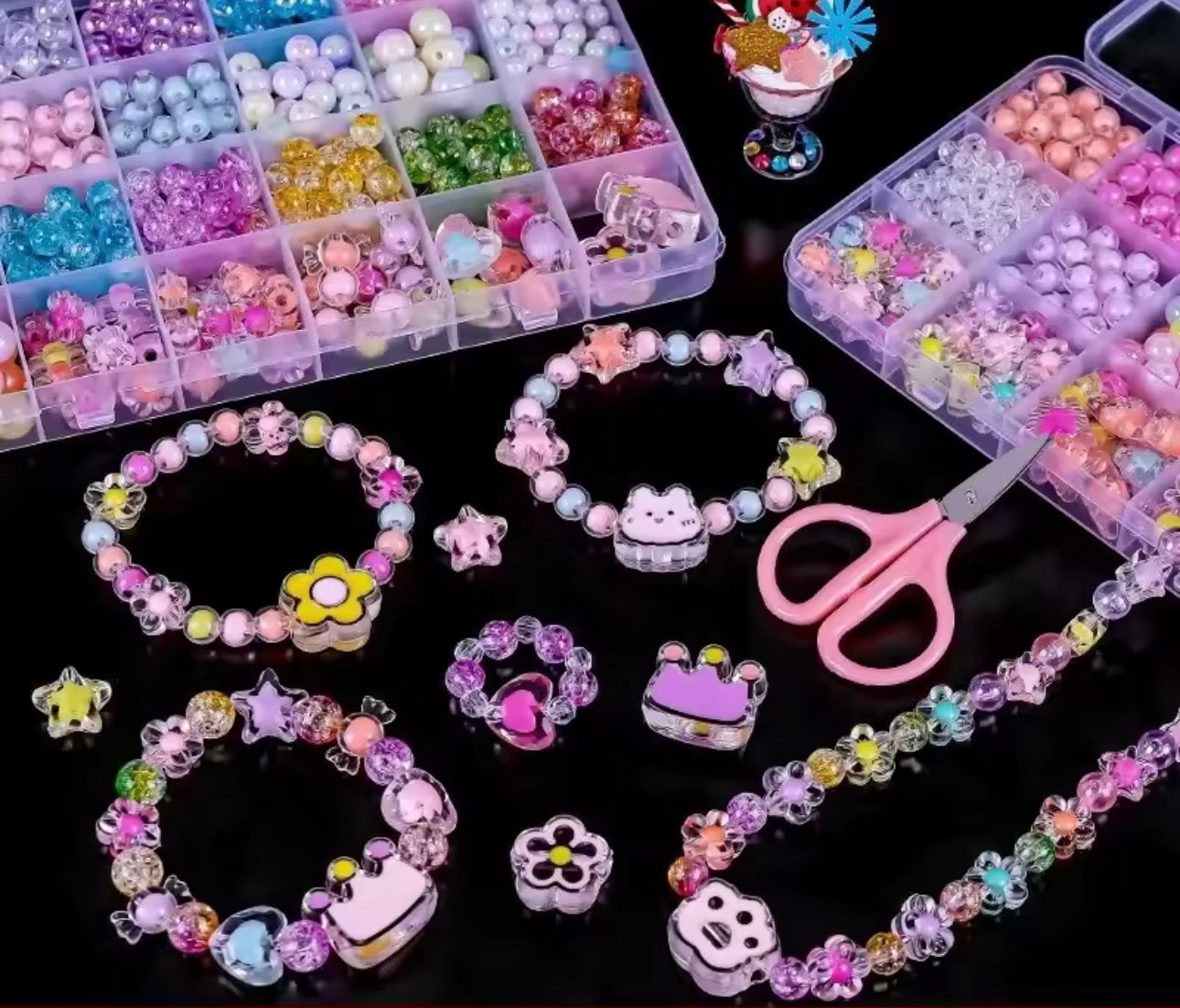 Educational Beading Kit for Girls Handmade Jewelry Making Beads Stringing Bracelet Kit Brain-Boosting Craft Toy Set