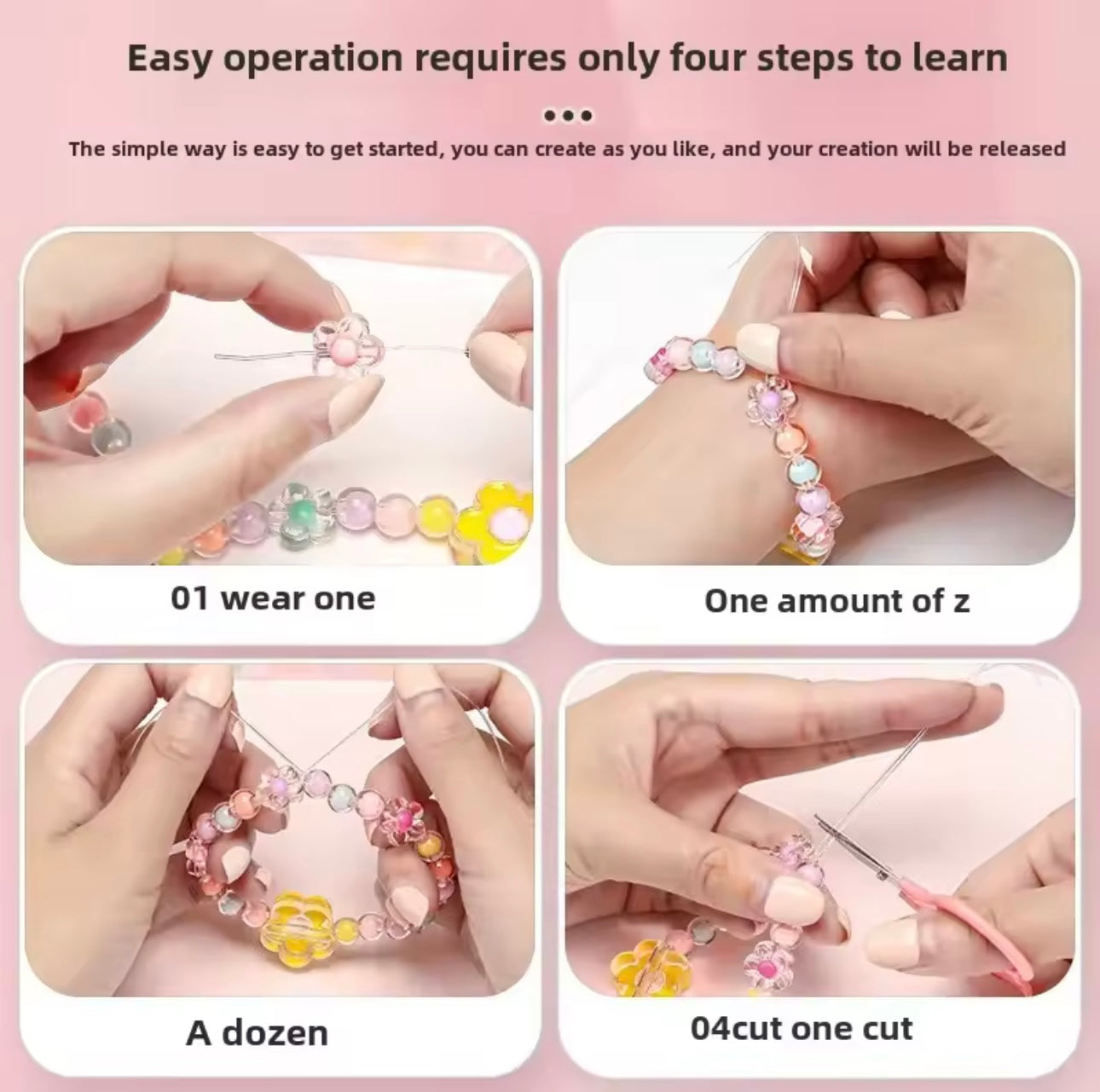 Educational Beading Kit for Girls Handmade Jewelry Making Beads Stringing Bracelet Kit Brain-Boosting Craft Toy Set