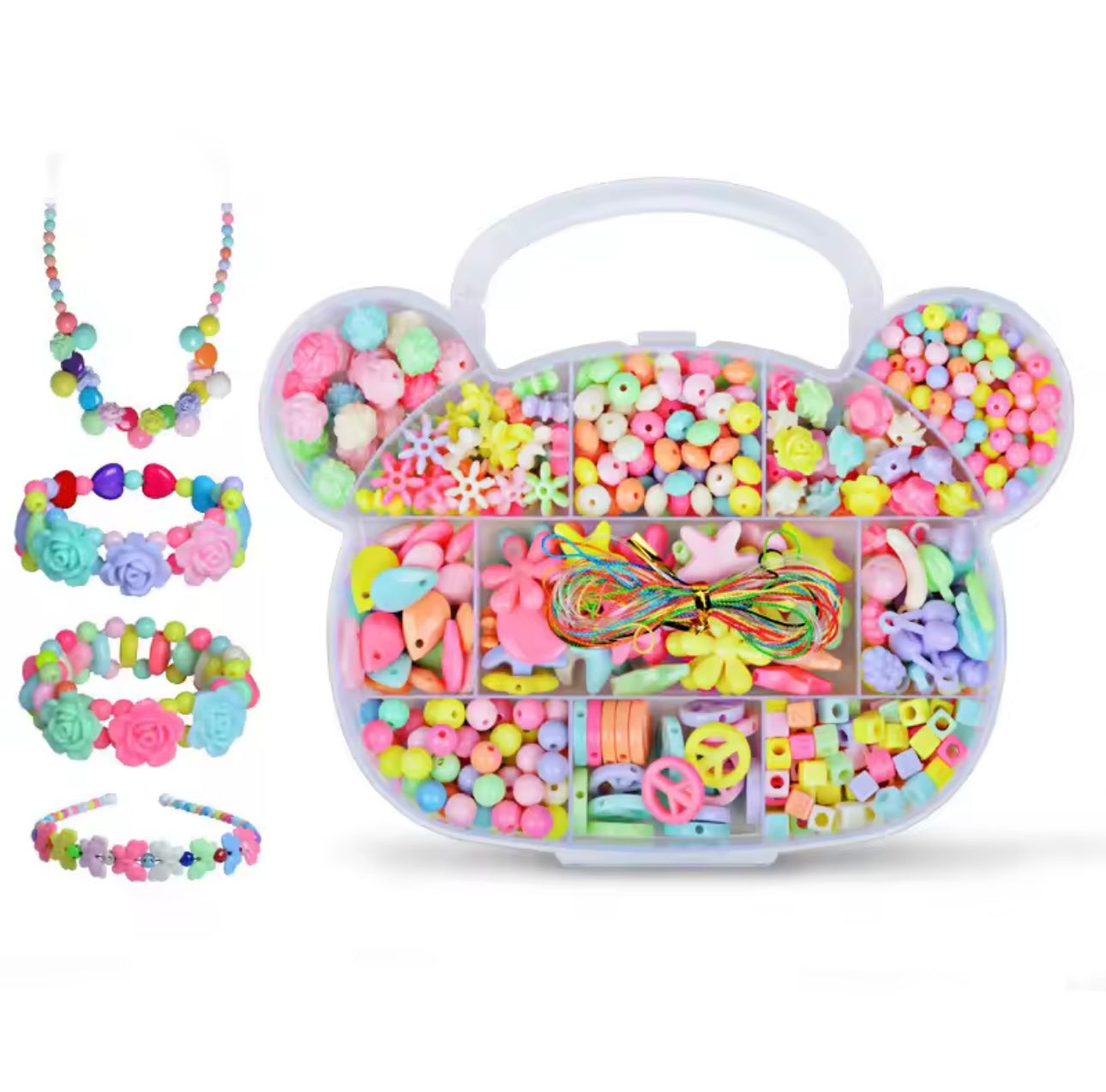 Educational Beading Kit for Girls Handmade Jewelry Making Beads Stringing Bracelet Kit Brain-Boosting Craft Toy Set