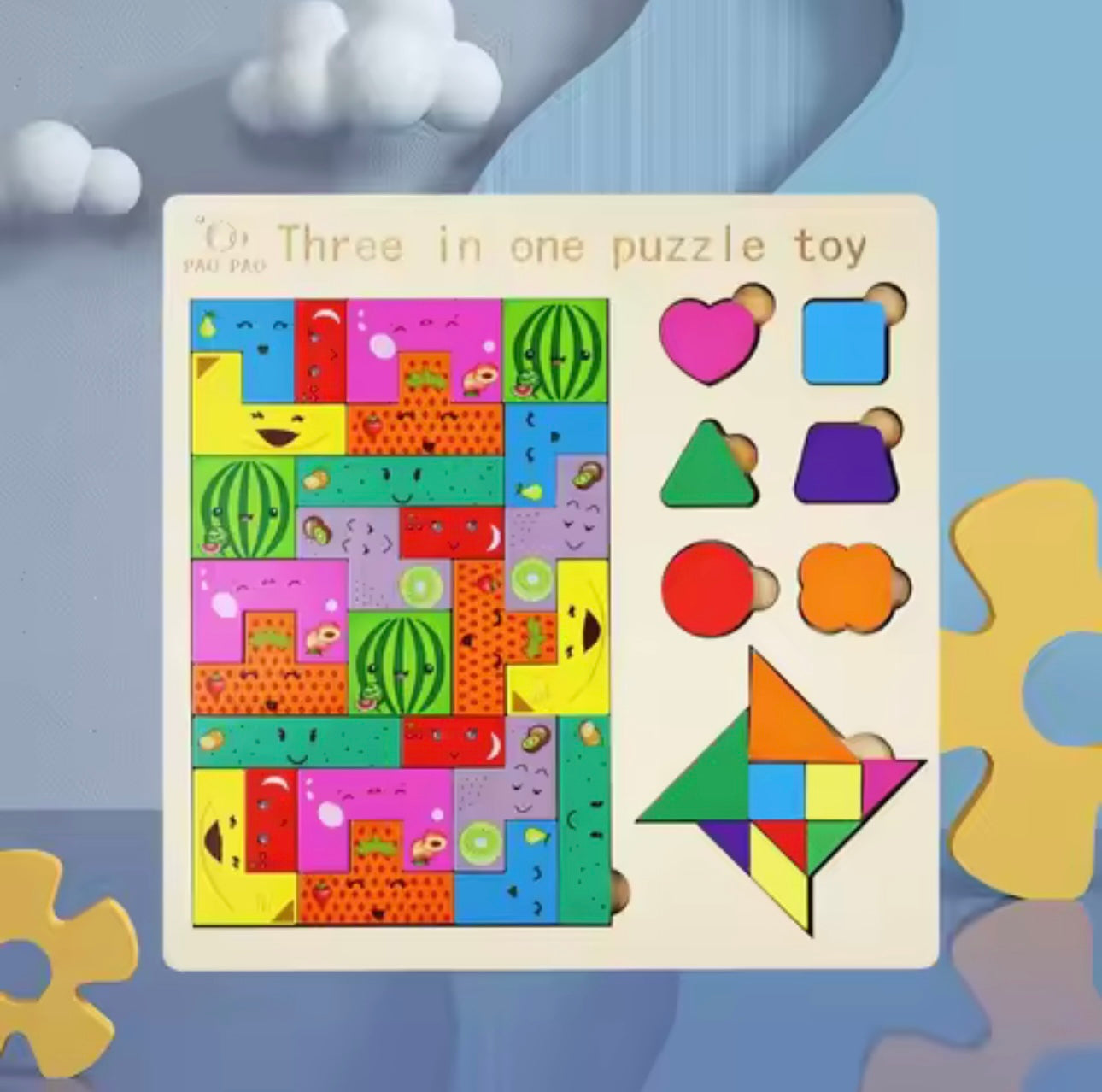 3D Vehicle Wooden Puzzle Hand-eye Jigsaw Puzzle Ages 1-5 Children Toddlers Preschool Educational Toy
