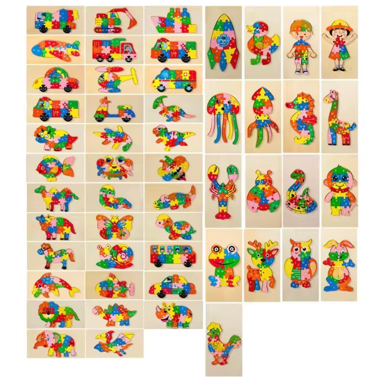 3D Stereoscopic Montessori Wooden Puzzle Cartoon Animal Shape Color Cognitive Educational Game Toy Kids Birthday Gift
