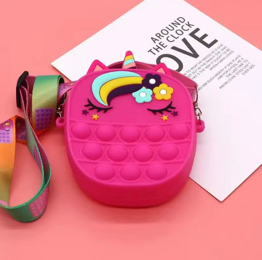 Rainbow Shoulder Bag Fidget Toy – Push Bubble Sensory Stress Relief Coin Purse for Kids, Ideal Gift for Girls 2025