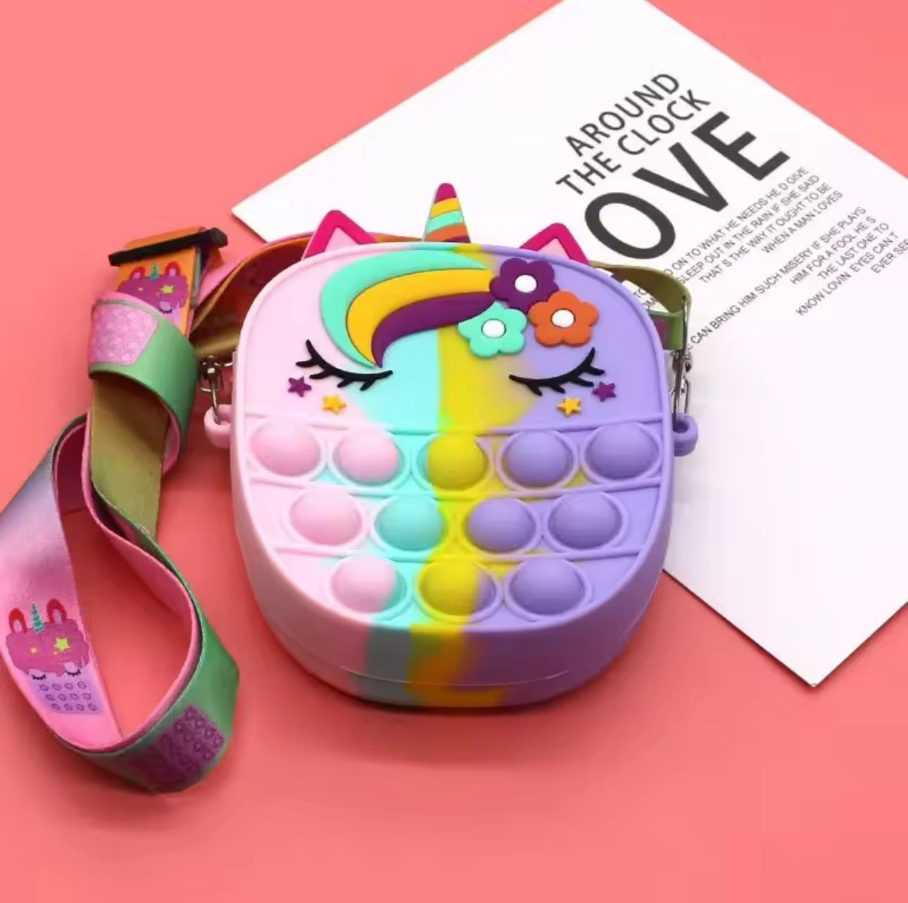 Rainbow Shoulder Bag Fidget Toy – Push Bubble Sensory Stress Relief Coin Purse for Kids, Ideal Gift for Girls 2025