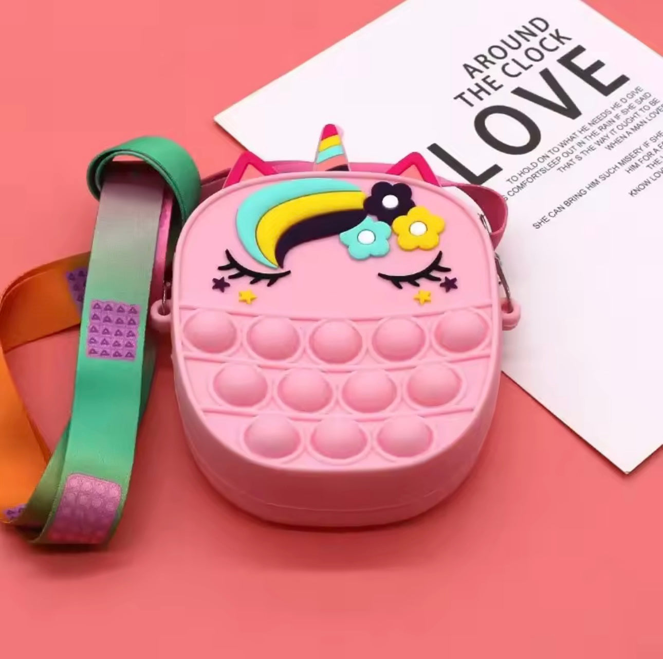 Rainbow Shoulder Bag Fidget Toy – Push Bubble Sensory Stress Relief Coin Purse for Kids, Ideal Gift for Girls 2025
