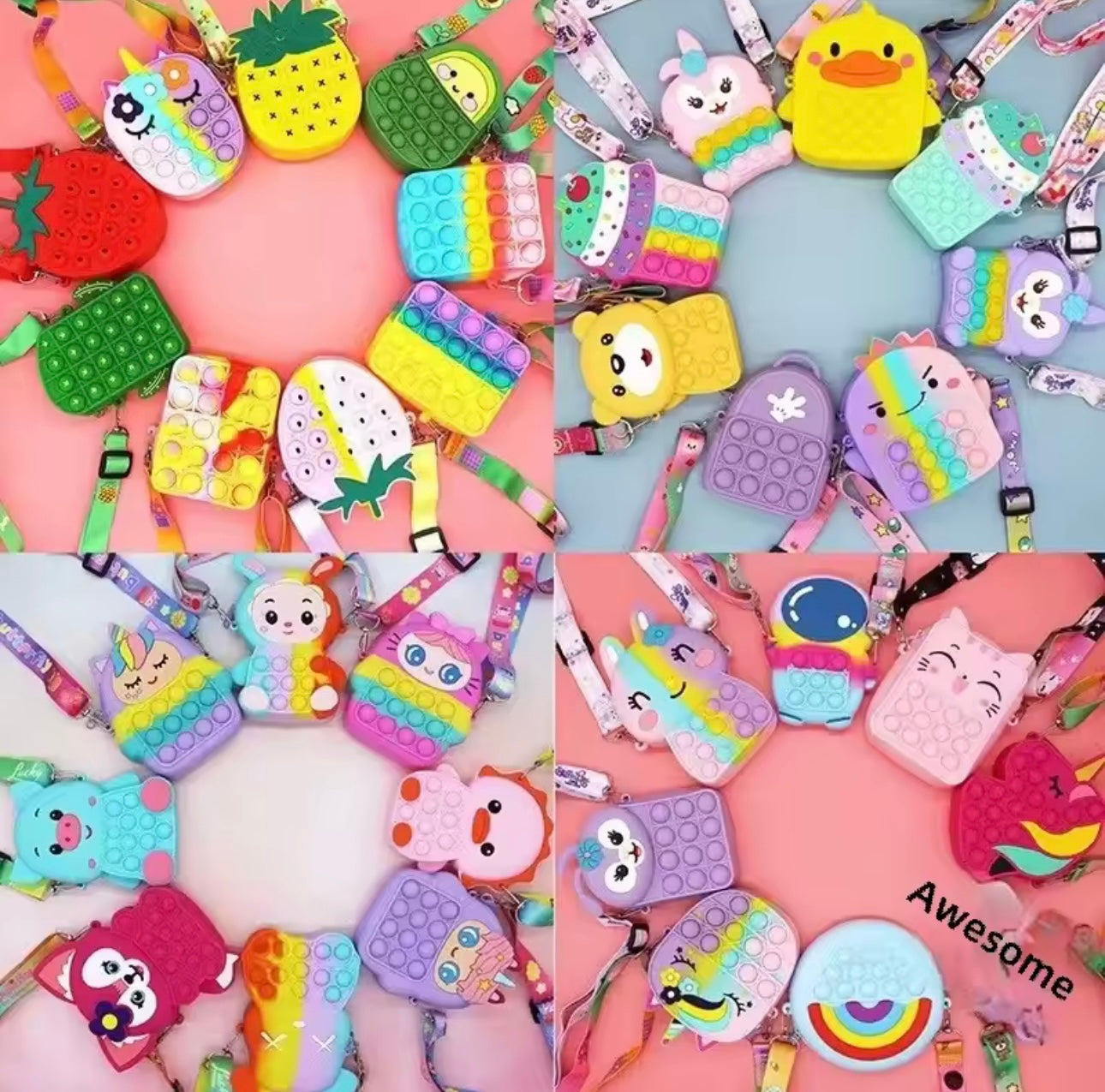 Rainbow Shoulder Bag Fidget Toy – Push Bubble Sensory Stress Relief Coin Purse for Kids, Ideal Gift for Girls 2025