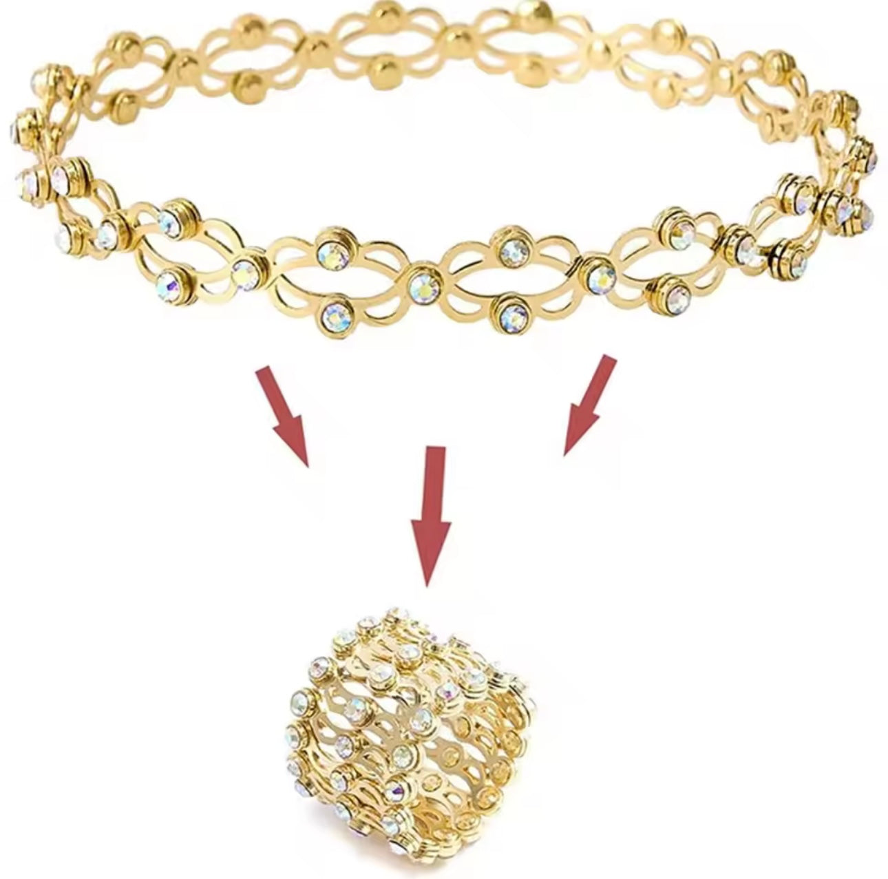 2-in-1 Magic! A dazzling rhinestone bracelet that transforms into a chic ring – stylish, stretchable, and full of sparkle!