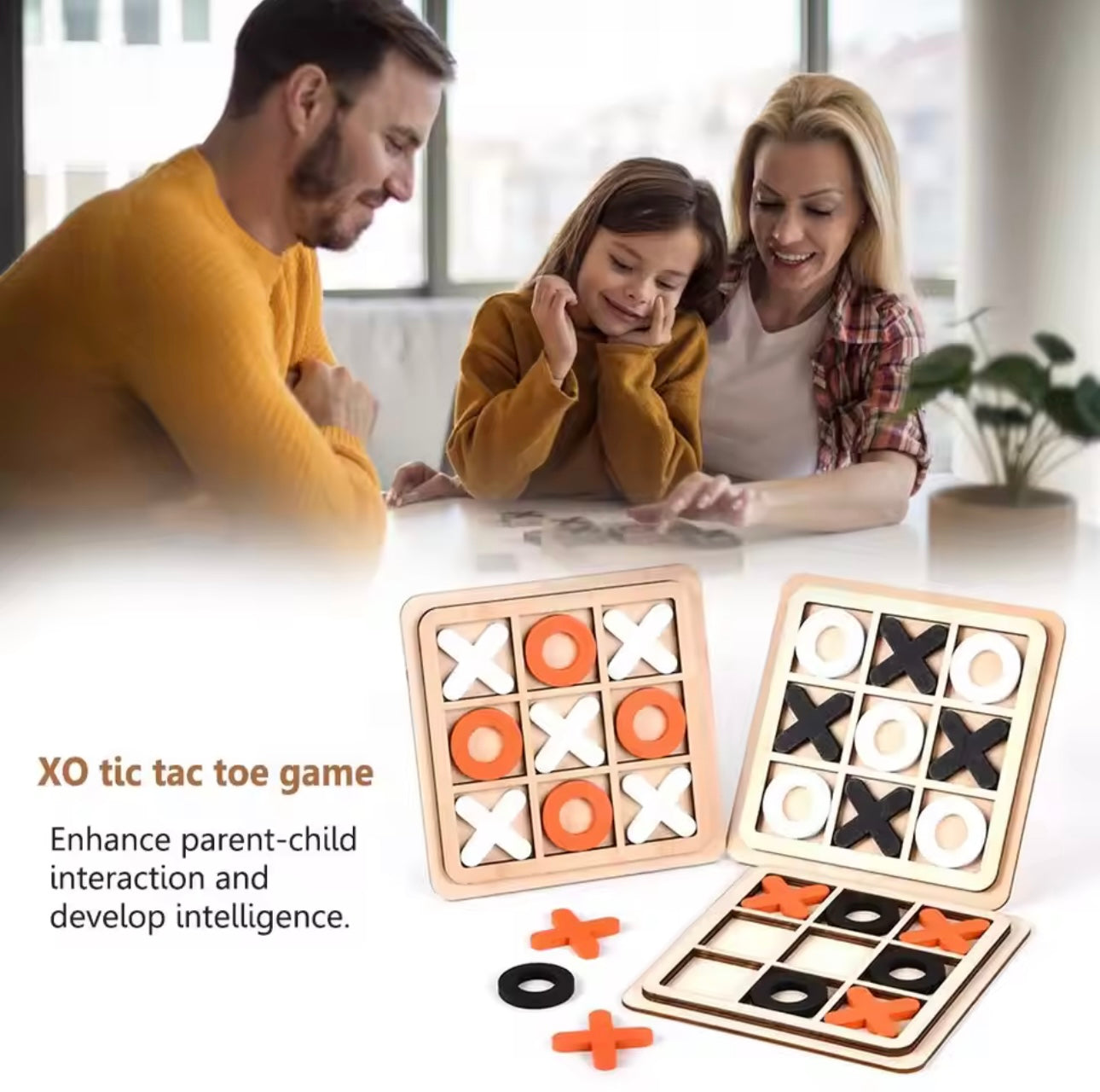 1 PC Wooden Board Game Tic Tac Toe 9"x9" Table Toy for Kids Gifts Family Games Desk Decoration Board Game Party Games